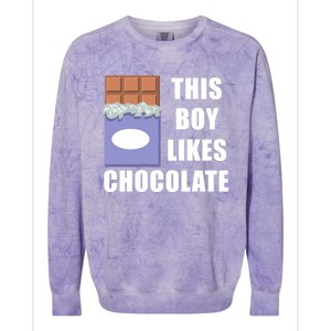 Boy Likes Chocolate Funny Dark Chocolate Lover Gift Colorblast Crewneck Sweatshirt