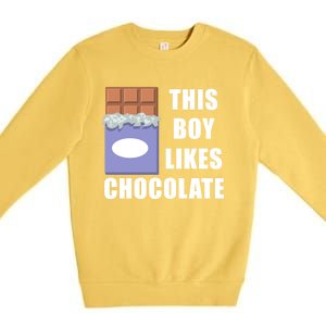 Boy Likes Chocolate Funny Dark Chocolate Lover Gift Premium Crewneck Sweatshirt