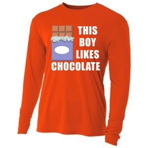 Boy Likes Chocolate Funny Dark Chocolate Lover Gift Cooling Performance Long Sleeve Crew