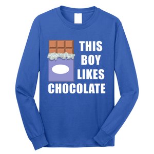 Boy Likes Chocolate Funny Dark Chocolate Lover Gift Long Sleeve Shirt