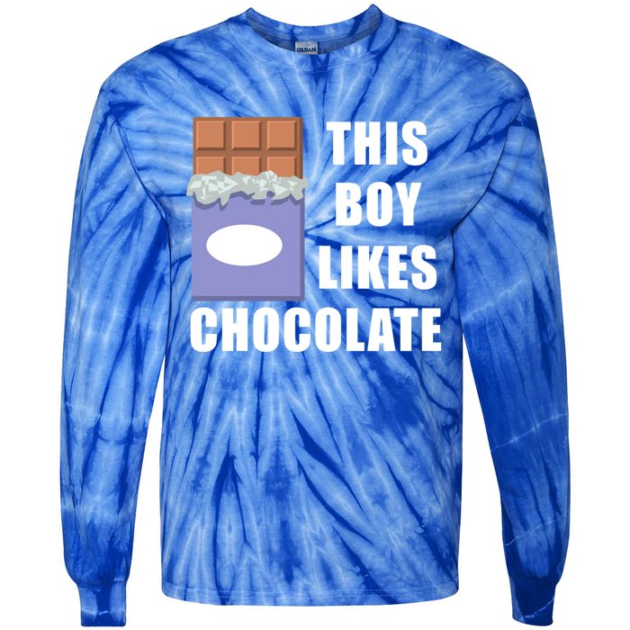 Boy Likes Chocolate Funny Dark Chocolate Lover Gift Tie-Dye Long Sleeve Shirt