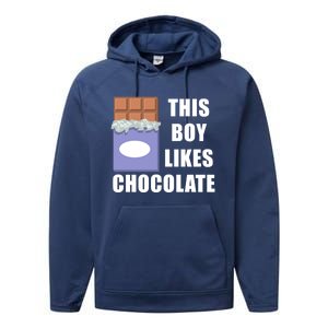 Boy Likes Chocolate Funny Dark Chocolate Lover Gift Performance Fleece Hoodie