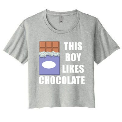 Boy Likes Chocolate Funny Dark Chocolate Lover Gift Women's Crop Top Tee