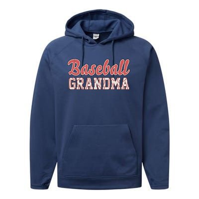 Baseball Lover Cute Baseball Grandma Great Gift Performance Fleece Hoodie