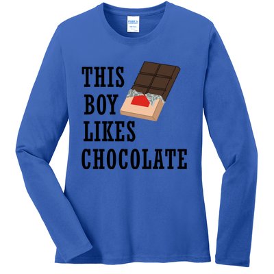 Boy Likes Chocolate Ironic Chocolatier Cute Gift Ladies Long Sleeve Shirt