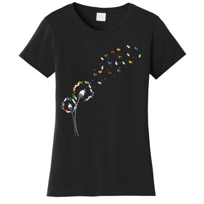 Book Lovers Cute Dandelion With Books Image Women's T-Shirt