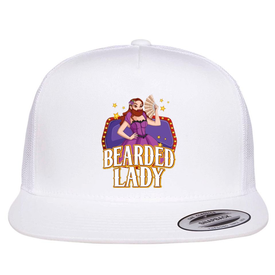 Bearded Lady Costume Circus Staff Carnival Lovers Flat Bill Trucker Hat