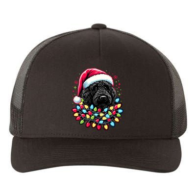 Black Labradoodle Christmas Tree Xmas Lights Doodle Dog Yupoong Adult 5-Panel Trucker Hat