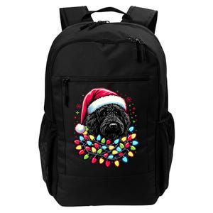 Black Labradoodle Christmas Tree Xmas Lights Doodle Dog Daily Commute Backpack