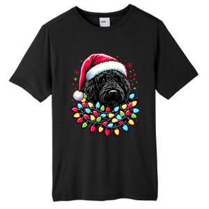 Black Labradoodle Christmas Tree Xmas Lights Doodle Dog Tall Fusion ChromaSoft Performance T-Shirt