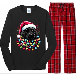 Black Labradoodle Christmas Tree Xmas Lights Doodle Dog Long Sleeve Pajama Set