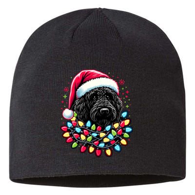 Black Labradoodle Christmas Tree Xmas Lights Doodle Dog Sustainable Beanie