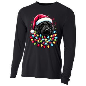 Black Labradoodle Christmas Tree Xmas Lights Doodle Dog Cooling Performance Long Sleeve Crew