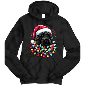 Black Labradoodle Christmas Tree Xmas Lights Doodle Dog Tie Dye Hoodie