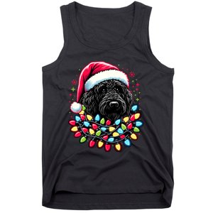 Black Labradoodle Christmas Tree Xmas Lights Doodle Dog Tank Top