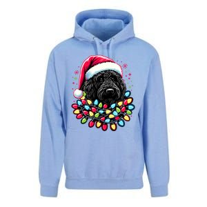 Black Labradoodle Christmas Tree Xmas Lights Doodle Dog Unisex Surf Hoodie