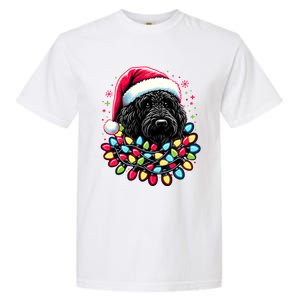 Black Labradoodle Christmas Tree Xmas Lights Doodle Dog Garment-Dyed Heavyweight T-Shirt