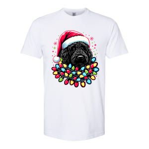 Black Labradoodle Christmas Tree Xmas Lights Doodle Dog Softstyle CVC T-Shirt