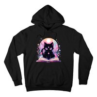 Book Lover Crystal Witchy Cute Black Cat Kawaii Pastel Goth Hoodie