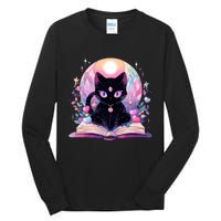 Book Lover Crystal Witchy Cute Black Cat Kawaii Pastel Goth Tall Long Sleeve T-Shirt