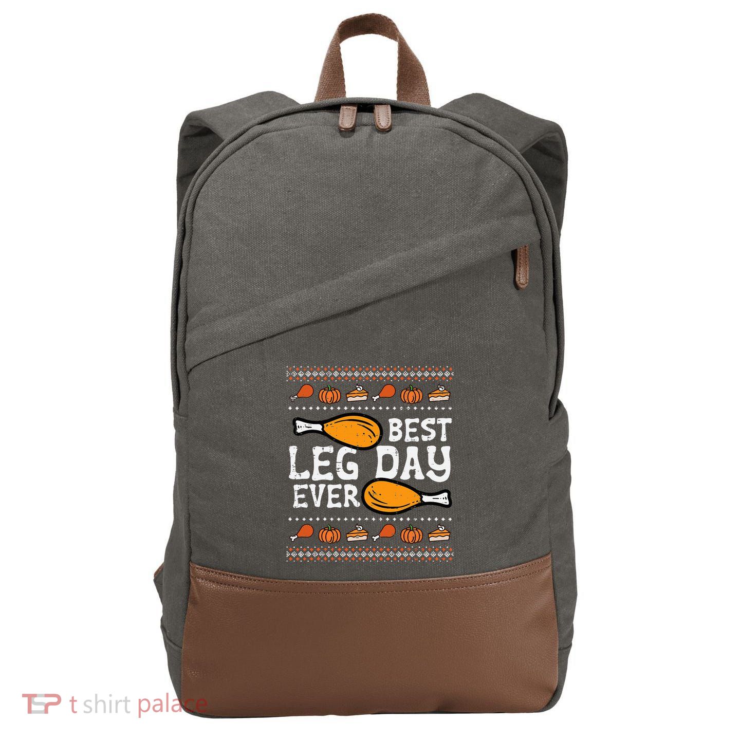 Best Leg Day Ever Turkey Thanksgiving Cotton Canvas Backpack