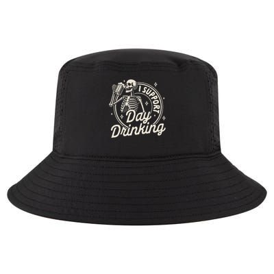 Beer Lover Drinking Party Skeleton I Support Day Drinking Cool Comfort Performance Bucket Hat