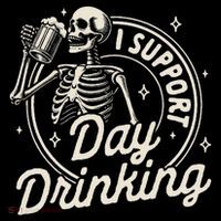 Beer Lover Drinking Party Skeleton I Support Day Drinking T-Shirt