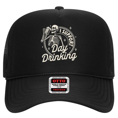 Beer Lover Drinking Party Skeleton I Support Day Drinking Trucker Hat