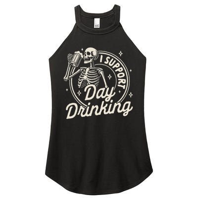 Beer Lover Drinking Party Skeleton I Support Day Drinking Women's Perfect Tri Rocker Tank