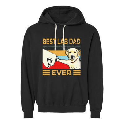 Best Lab Dad Ever Retro Vintage Garment-Dyed Fleece Hoodie