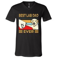 Best Lab Dad Ever Retro Vintage V-Neck T-Shirt