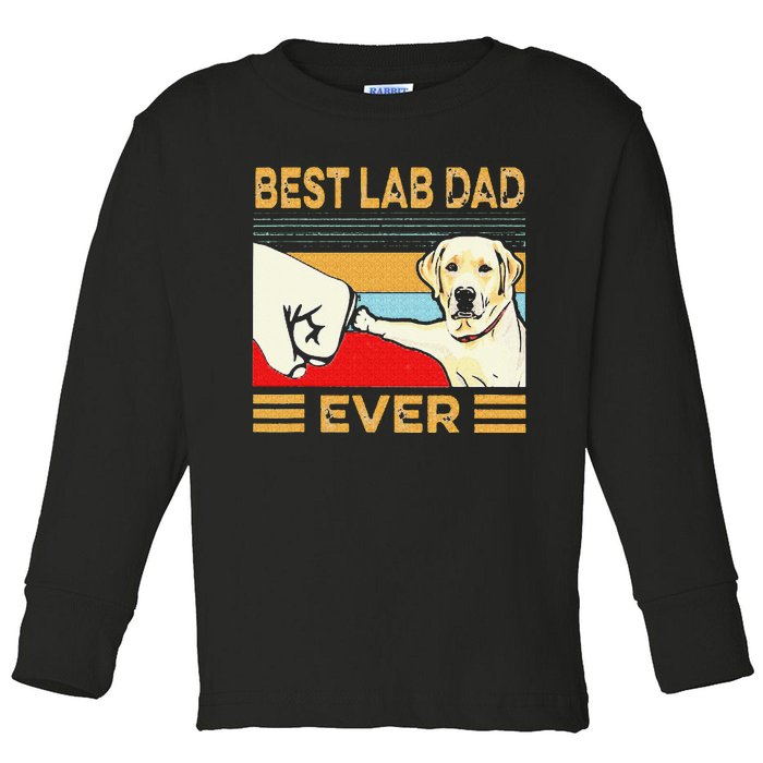 Best Lab Dad Ever Retro Vintage Toddler Long Sleeve Shirt