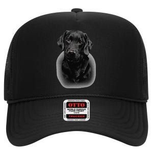 Black Labrador Dad Mom Retriever Lab Owner Dog Lover Cute High Crown Mesh Back Trucker Hat