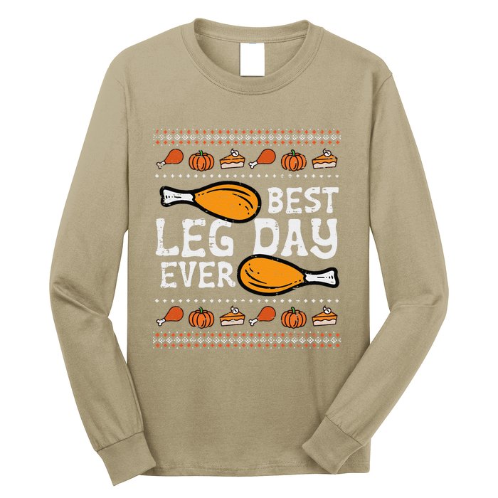 Best Leg Day Ever Turkey Funny Thanksgiving Long Sleeve Shirt