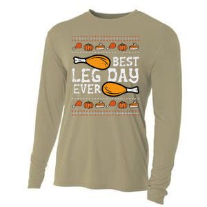 Best Leg Day Ever Turkey Funny Thanksgiving Cooling Performance Long Sleeve Crew