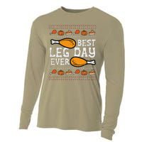 Best Leg Day Ever Turkey Funny Thanksgiving Cooling Performance Long Sleeve Crew