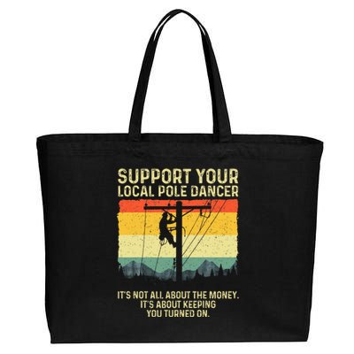 Best Lineman Design For Electrical Lineman Cotton Canvas Jumbo Tote