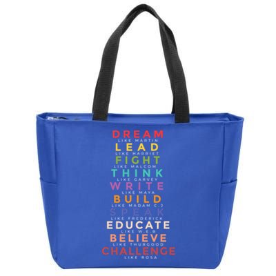 Black Leader Dream Like Martin Teach Black History Month Gift Zip Tote Bag