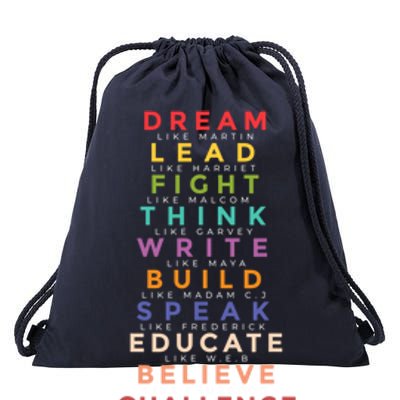 Black Leader Dream Like Martin Teach Black History Month Gift Drawstring Bag