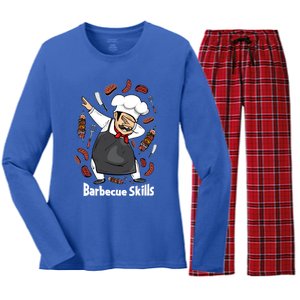 Barbecue Lover Dad Grilling Bbq Chef Father Barbecue Meaningful Gift Women's Long Sleeve Flannel Pajama Set 