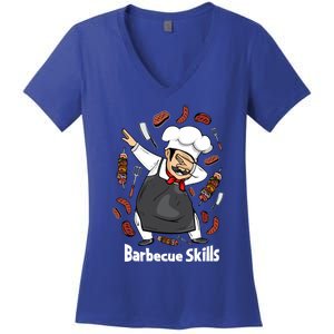 Barbecue Lover Dad Grilling Bbq Chef Father Barbecue Meaningful Gift Women's V-Neck T-Shirt