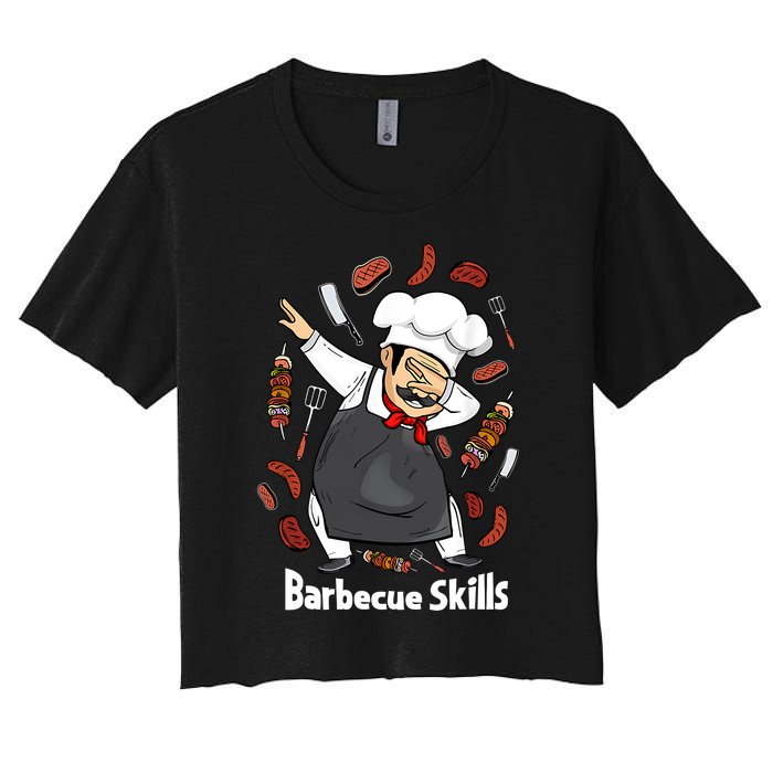 Barbecue Lover Dad Grilling BBQ Chef Father Barbecue Women's Crop Top Tee