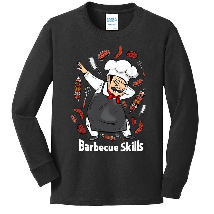 Barbecue Lover Dad Grilling BBQ Chef Father Barbecue Kids Long Sleeve Shirt