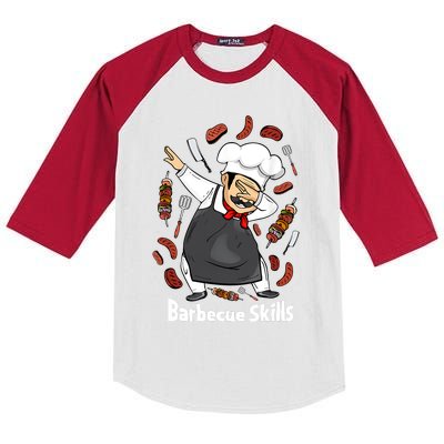 Barbecue Lover Dad Grilling BBQ Chef Father Barbecue Kids Colorblock Raglan Jersey