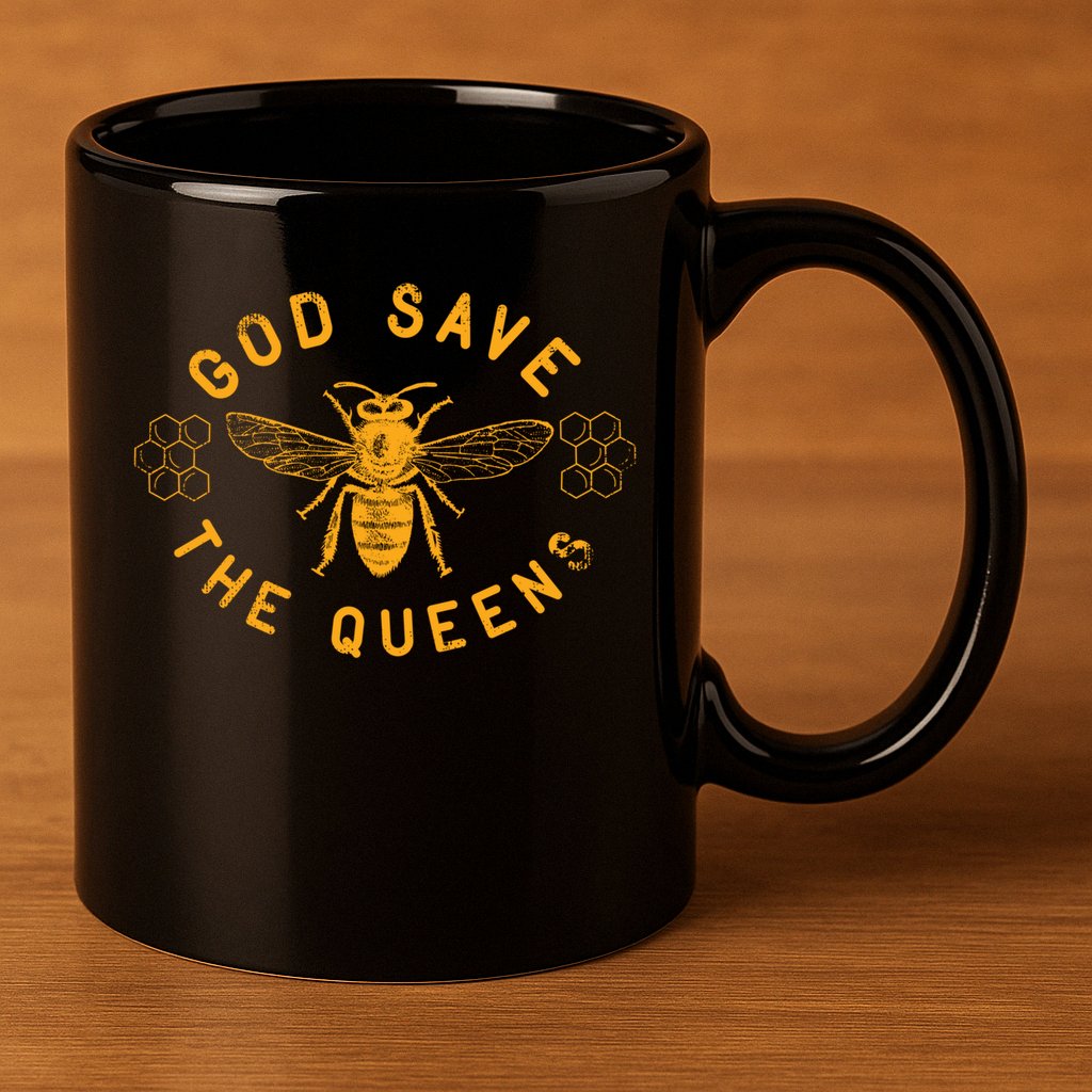 Bee Lovers Design God Save The Queen Funny Gift 11oz C Handle Ceramic Mug