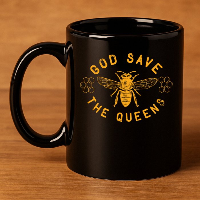 Bee Lovers Design God Save The Queen Funny Gift 11oz C Handle Ceramic Mug