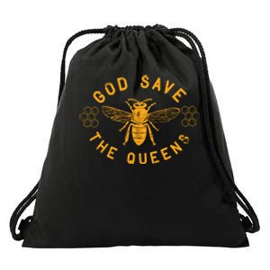 Bee Lovers Design God Save The Queen Funny Gift Drawstring Bag