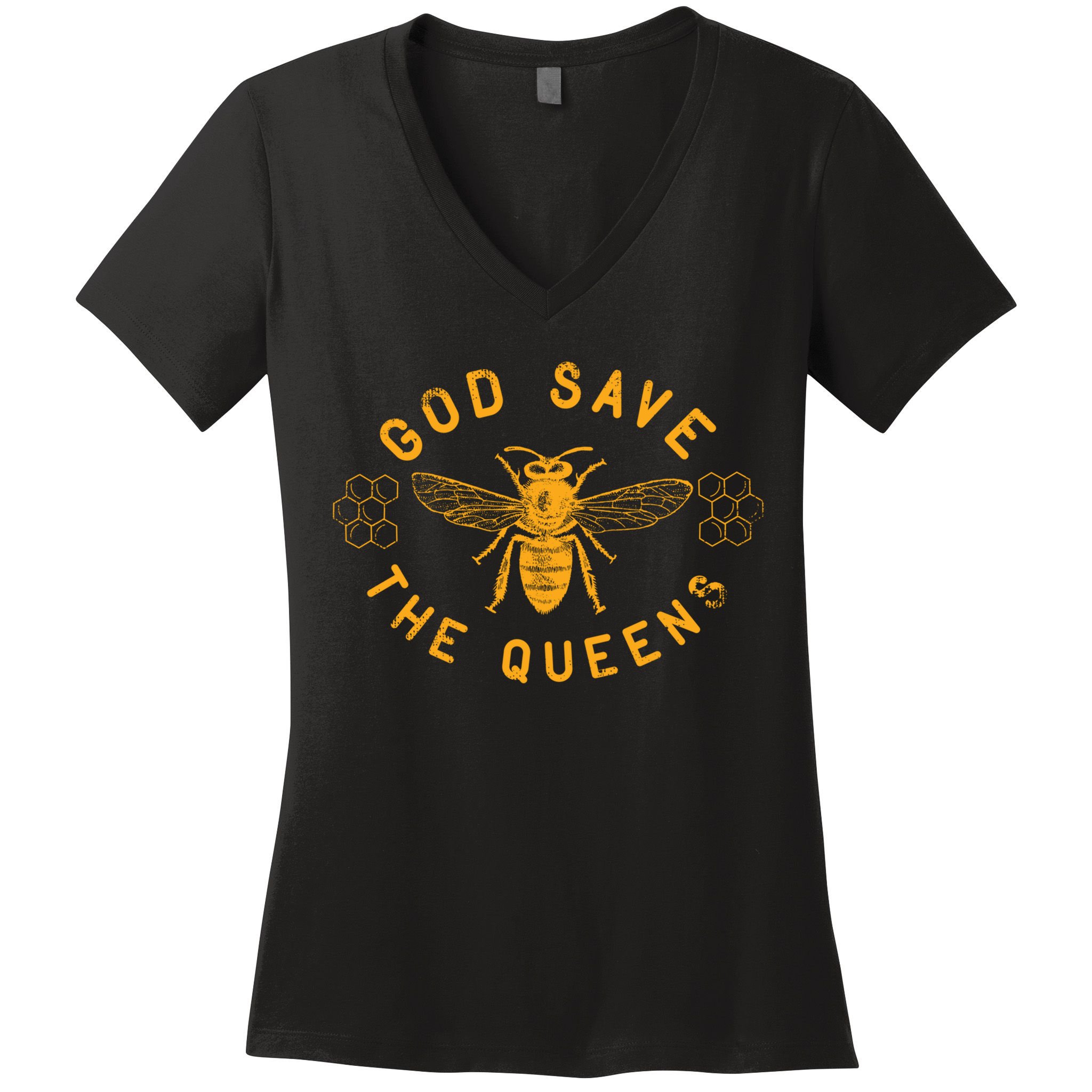 Bee Lovers Design God Save The Queen Funny Gift Women's V-Neck T-Shirt