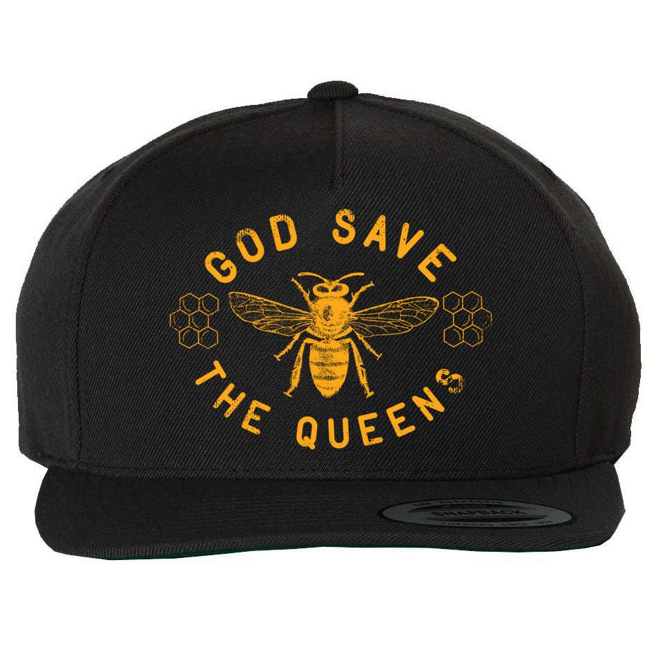 Bee Lovers Design God Save The Queen Funny Gift Wool Snapback Cap