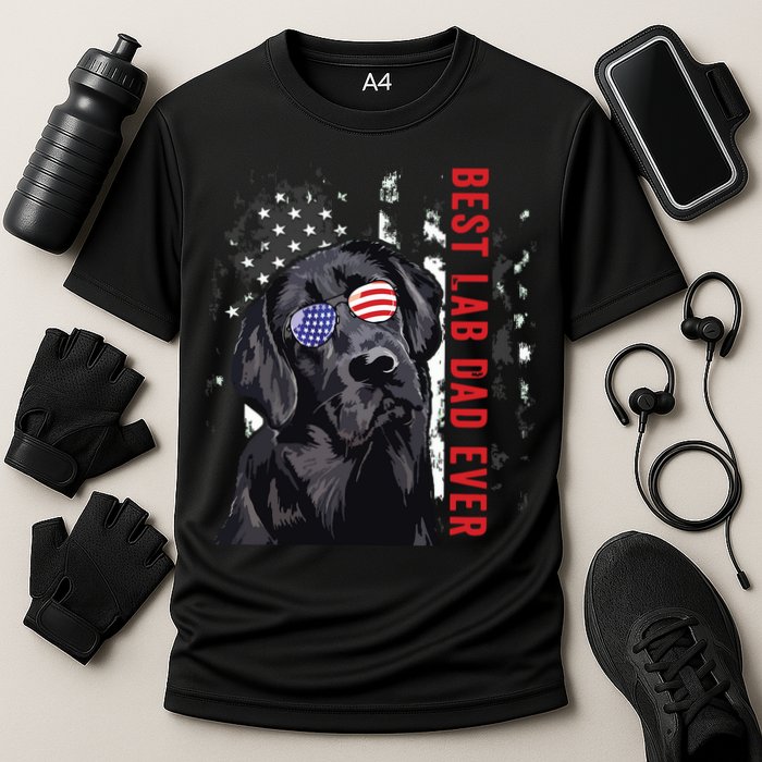 Best Lab Dad Ever Labrador Dog American Flag Fathers Day Cooling Performance Crew T-Shirt